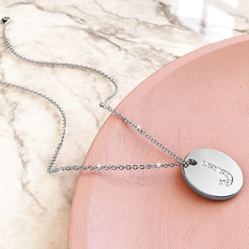 Initials Fabulous Alphabet Letter Necklace White Gold Layered Steel Jewellery